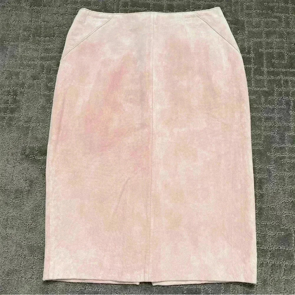 Powder Pink Suede Pencil Skirt